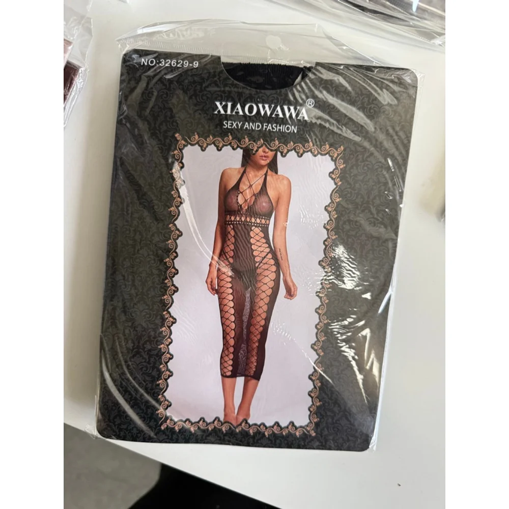 Women's XIAOWAWA Black Fishnet Maxi Dress - Picture 2 of 2